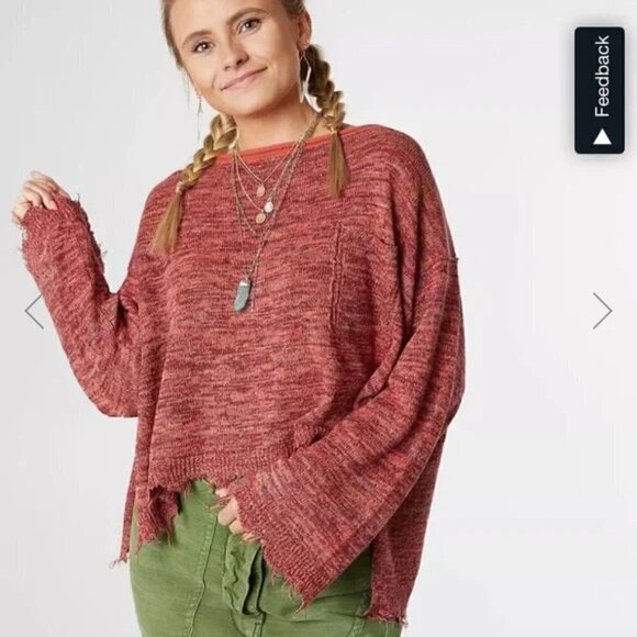 2 for $26 Free People Prism Oversized Knit Pullover Sweater Size XS - Picture 1 of 9